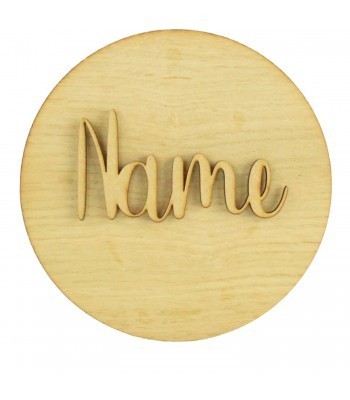 Laser Cut Oak Veneer Circle Plaque With Personalised Name